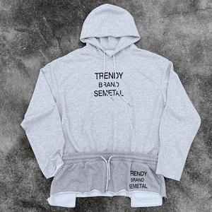 Hoodies courts en molleton bouclette épais 100 % coton, personnalisés avec impression sérigraphiée et empiècements, pour hommes, coupe oversize, vente en gros - Product Image 4