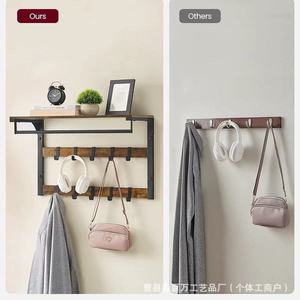 Retro Wall Mounted <b>Coat</b> Rack Solid <b>Wood</b> 25.6 In X 11.8 In With <b>Hooks</b> For Entryway Storage - Product Image 3
