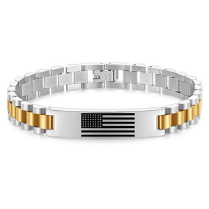 Pulsera con bandera americana para hombre, joyería de regalo de acero inoxidable de 10 mm - Product Image 2