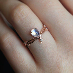 High Quality Rose <b>Gold</b> Plated Natural Moonstone <b>Ring</b> <b>Dainty</b> Fashion Jewelry Engagement <b>Ring</b> in 925 Sterling Silver - Product Image 5