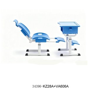 Escritorio y Silla Escolar de Altura Ajustable con Superficie Azul y Estructura Metálica para Niños, Modelo 34396-KZ28A - Product Image 1