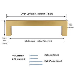 Furniture Hardware Cabinet Pulls Dresser Bedroom Kitchen Handles <strong>Square</strong> Brushed Gold <strong>Drawer</strong> Door Handles Warehouse Living Room - Product Image 3