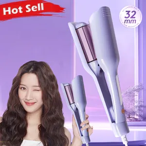 Pengeriting rambut otomatis profesional 32mm, besi pengeriting telur Prancis gelombang Ion negatif panas, pengeriting rambut otomatis