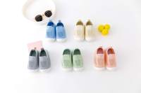 Nouvelle Arrivée Chaussures-chaussettes Premiers Pas pour Bébé en Tricot Vert Menthe avec Poignée de Tirage, Respirantes, Souples, Semelle Antidérapante en TPE, Vente en Gros