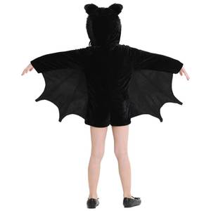 Girls' Bat Costume Wings Cozy Black Hoodie <b>Fun</b> Party Outfit Cute Animal Design Jumpsuit Polyester Halloween Cosplay - Product Image 5