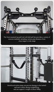 SK Fitnessgeräte Crossover-Kabel-Smith-Maschine <span class=keywords><strong>PowerRack</strong></span> mit Brust- & Latzug, Ruderfunktion und Kniebeugenständer aus Stahl für das Heim-Fitnessstudio - Product Image 4