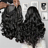 Perruques de cheveux humains Remy vierges bruts à ondulations longues et lâches, 30-40 pouces, pour femmes noires, avec dentelle frontale naturelle et ondulations profondes et lâches