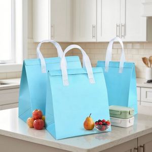 Custom Logo Printing Nonwoven Aluminum Foil Thermal Classic Foldable Handled Waterproof Portable Cooler Bag - Product Image 2