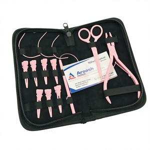 Kit d'outils d'extensions de cheveux à Clip en acier inoxydable rose bébé avec pince Micro-lien Kits d'outils et Extension de cheveux humains - Product Image 1