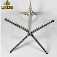 Nouvelle base de table pliante en alliage d'aluminium poli, empilable, à quatre étoiles, pour salle à manger, négociation, bistrot, avec plateau croisé pliable