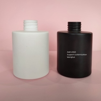 Diffuseur de parfum en verre noir mat de luxe avec logo personnalisé, 150 ml, bouteille cylindrique, bouchon à vis en bois, carton écologique recyclable