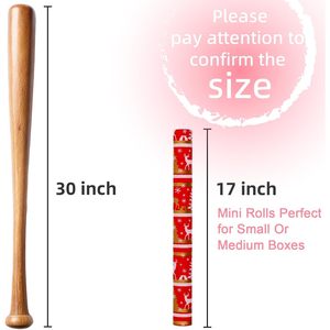 Yarcony Christmas Wrapping <b>Paper</b> Roll 17 In X 33 Ft Red Gold Reindeer Tree Design Double Side Eco Friendly Gift Craft Packaging - Product Image 3