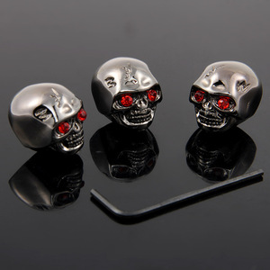 4 Skull Head Metal Electric Guitar/Bass <strong>Volume</strong> <strong>Knob</strong> Potentiometer Cap with Wrench - Product Image 2