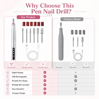 Vente en gros de mini perceuse à ongles en forme de stylo, lime à ongles électrique portable rechargeable professionnelle pour manucure, pédicure, salon