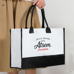 Bolso Tote Petit <span class=keywords><strong>Bazar</strong></span> d'une Atsem, Bolso de Hombro de Lona Merci Maitresse, Regalo de Agradecimiento para Preescolar Atsem - Product Image 4