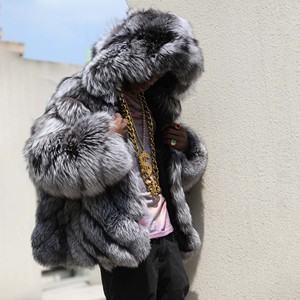 <span class=keywords><strong>Manteau</strong></span> en <span class=keywords><strong>fourrure</strong></span> longue pour hommes, taille personnalisée, pelucheux, manches longues, épais et à <span class=keywords><strong>capuche</strong></span>, en <span class=keywords><strong>fourrure</strong></span> de renard argentée véritable - Product Image 2
