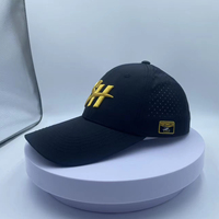 Casquette de baseball imperméable en toile 100% polyester à 6 couches, séchage rapide, broderie 3D, ventilation perforée, visière étendue de 9 cm