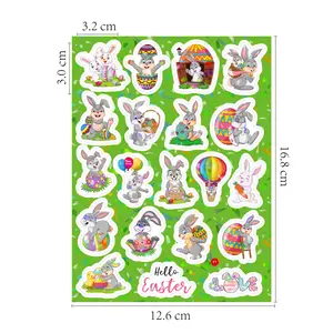 Impression personnalisée de Pâques mignon autocollants holographique Laser brillant autocollant feuille artisanat cadeau décoration bricolage oeuf de pâques lapin autocollants