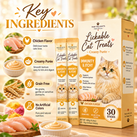 Friandises à lécher pour chats, soutien immunitaire, bien-être de la peau et du pelage, saveur poulet, purée crémeuse, nutrition quotidienne, marque privée OEM