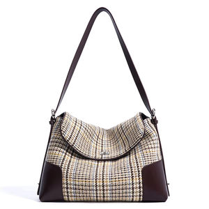 Nouveau design, sac à main haut de gamme pour tous les jours, en laine à carreaux et cuir de vachette, sac à bandoulière haut de gamme pour femmes - Product Image 1