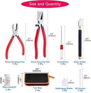 Kit d'outils de <span class=keywords><strong>découpe</strong></span> de verre de qualité supérieure, coupe-verre robuste pour vitraux, mosaïques, fusion et brisage - Product Image 3