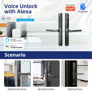 แอปพลิเคชันความปลอดภัย WiFi <span class=keywords><strong>สมา</strong></span>ร์ทล็อคประตูแบบบาง ลายนิ้วมือ อลูมิเนียม Tuya TTLOCK สำหรับประตู <span class=keywords><strong>UPVC</strong></span> แบบแคบ และประตูไม้ - Product Image 5