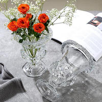 Vase en verre cristal gaufré style romain, épais, vintage, fait main, pour centre de table, support floral, décoration de table pour mariage, hôtel, banquet, vente en gros