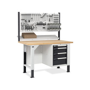 Établi réglable Fami Master BR 150cm avec plateau en bois, 4 tiroirs et mur perforé - Product Image 2