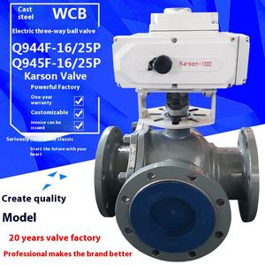 Karson Q944/45F-16C Válvula de bola eléctrica con brida de tres vías Acero al carbono Tipo L Divergente Convergente Inversión Tipo T para agua OEM - Product Image 1