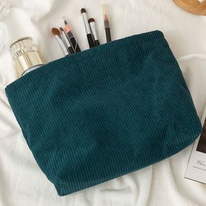 Bolsa de Cosméticos Portátil de Pana con Cierre, Estilo Coreano, Ecológica, Duradera, de Gran Capacidad, 26*5.5*18.5 cm, para Mujer - Product Image 3