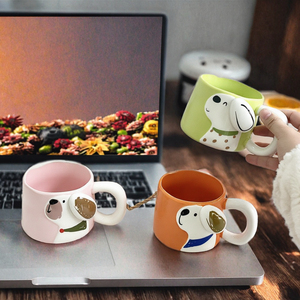 Caneca de Cerâmica com Design de Cachorrinho Fofo 301-400ml, Grande Capacidade, Caneca de Café para Casais com Design Adorável para Aniversários e Festas - Product Image 3