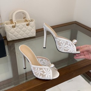 Mules à talons hauts en maille de luxe 2026, à enfiler, de créateur, faciles à porter, élégantes, sophistiquées, avec perles, pour mariage - Product Image 4
