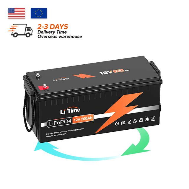 LiTime 12V 200Ah LiFePO4 15000 Cycles Deep Cycle Lithium Battery Built-in BMS Protection Rechargeable Semi-solid State Battery