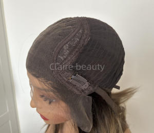 Perruques pour femmes juives orthodoxes avec mèches colorées, <span class=keywords><strong>perruque</strong></span> casher à cuticules alignées, douce et lisse, en dentelle suisse HD - Product Image 3