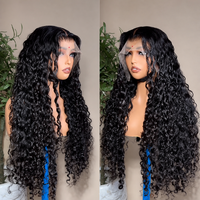 Pelucas de Cabello Humano Ondulado sin Procesar con Cutícula Alineada, Cabello Indio Rizado, Ondas de Agua, 13x4 HD, Frontal de Encaje Transparente, Sin Pegamento, Venta al por Mayor