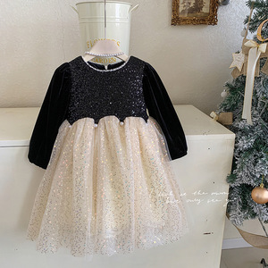 <span class=keywords><strong>Robe</strong></span> en satin à manches longues pour filles de style doux <span class=keywords><strong>Robe</strong></span> <span class=keywords><strong>d</strong></span>'<span class=keywords><strong>anniversaire</strong></span> de princesse à sequins roses avec dentelle pour l'hiver - Product Image 3