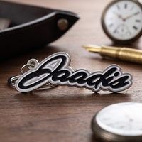 Porte-clés en métal personnalisé, découpe sur mesure, texte en émail 3D superposé, alliage de zinc, avec logo, pour cadeau promotionnel d'entreprise