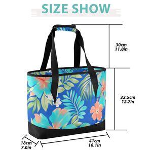 Wholesale Hawaii Floral Print Custom Insulated <b>Lunch</b> Cooler <b>Bag</b> Larger Capacity Thermal <b>Lunch</b> <b>Bag</b> <b>for</b> <b>Women</b> Picnic - Product Image 3