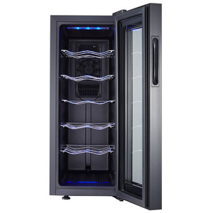 Mini-réfrigérateur thermoélectrique Sachikoo pour 12 bouteilles de <span class=keywords><strong>vin</strong></span>, <span class=keywords><strong>porte</strong></span> vitrée, design écologique, étagères métalliques - Product Image 4
