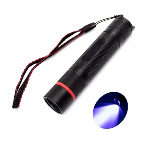 Senter UV 365nm isi ulang daya, Senter led UV 10W aluminium kaca hitam