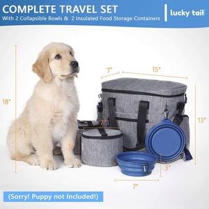 Sac de transport pour chien BSCI Factory Dog Travel Sling Bag avec fonction pop-up par Lucky Tail, ensemble comprenant un sac de voyage pour animaux de compagnie et un organisateur d'accessoires, 2 compartiments pliables - Product Image 2
