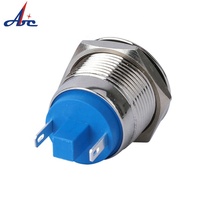 Interruptor momentáneo plano de 19mm, pulsador de 220v, normalmente abierto, botón de metal