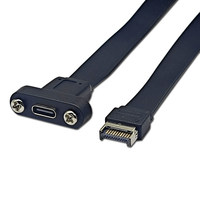 Kabel Backplane Multifungsi USB3.2 19PIN/TYPE-E Tipe-C Panel Depan C Female Slot PCI 10G/20Gbps Kabel Datar Pendek untuk