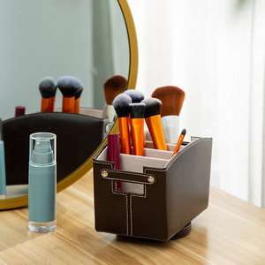 Tùy Chỉnh Màu Đen <span class=keywords><strong>PU</strong></span> Da Máy Tính Để Bàn Tổ Chức 360 Độ Xoay Khách Sạn Home TV Điều Khiển Từ Xa Chủ Cho Đồ Lặt Vặt Lưu Trữ - Product Image 2