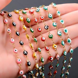 Collier ras du cou en acier inoxydable de 4 mm avec pendentif œil turc rond, plaqué <span class=keywords><strong>or</strong></span>, pour femmes et hommes, bijoux en métal - Product Image 6