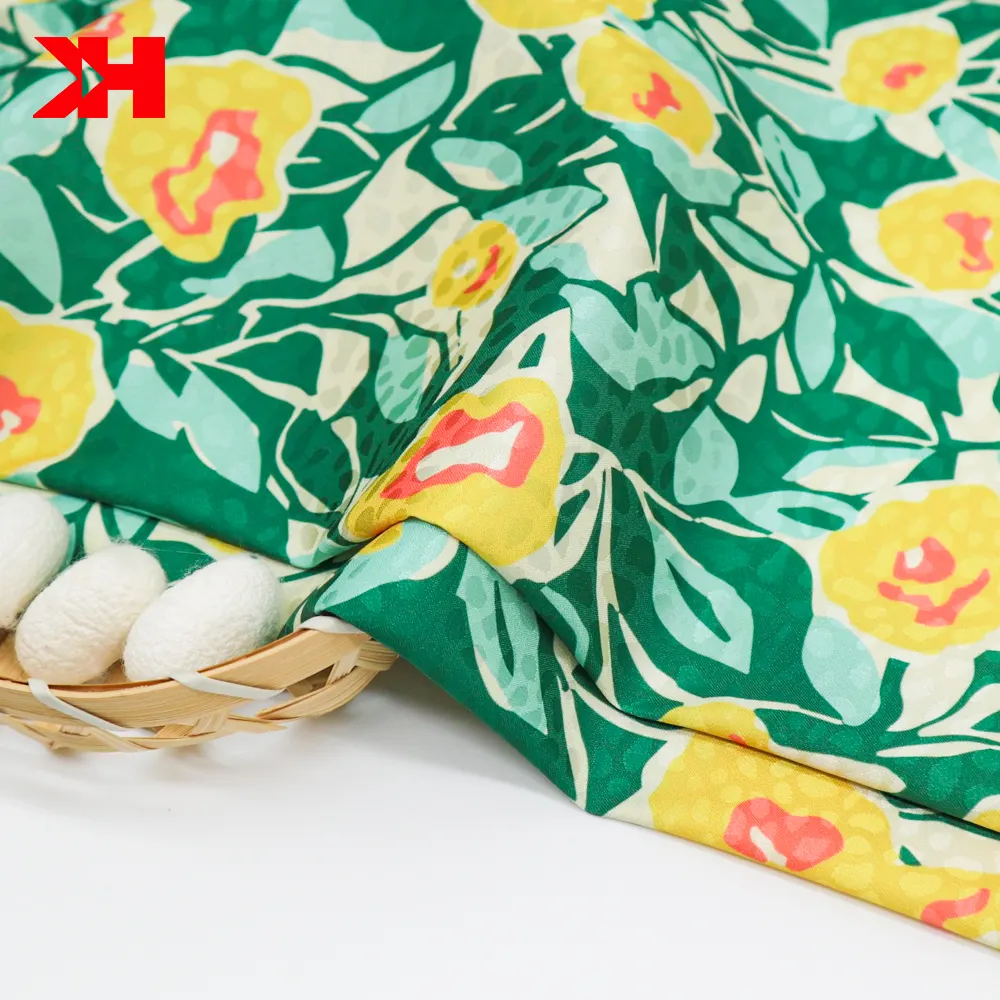 Kahn wholesale chiffon Silk Print Fabric Digital Tissu Satin Soie Fabric For dress