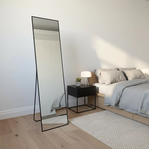 Espejo de Pie de Cuerpo Entero de Lujo al por Mayor, Espejo de Dormitorio con Marco Negro, Diseño Contemporáneo, Decoración de Pared Hecha a Mano - Product Image 1