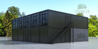 Maisons conteneurs modernes en kit, dotées d'une structure en acier à panneaux sandwich, idéales pour les immeubles de bureaux et les commerces