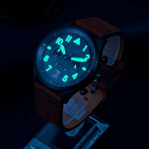 Montre à quartz en acier inoxydable Miyota avec logo personnalisé en gros, calendrier, cadran en cristal saphir, résistance à l'eau 5 BAR, sport, affaires - Product Image 2