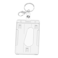 Porte-badge vertical en plastique rigide PC sans fente pour pince porte-clés, avec cordon rétractable pour cartes d'identité, permis de conduire et cartes de crédit